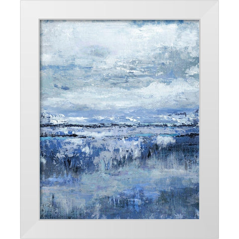 Coastal Indigo White Modern Wood Framed Art Print by Tava Studios