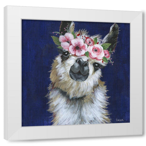 Lady Llama White Modern Wood Framed Art Print by Tava Studios