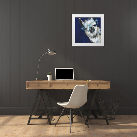 Gentleman Llama White Modern Wood Framed Art Print by Tava Studios