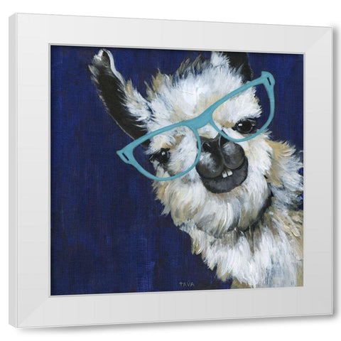 Gentleman Llama White Modern Wood Framed Art Print by Tava Studios