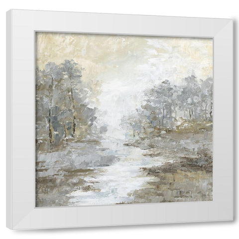 Babbling Brook I White Modern Wood Framed Art Print by Nan