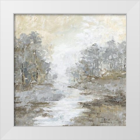 Babbling Brook I White Modern Wood Framed Art Print by Nan