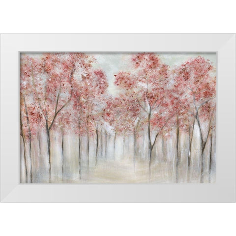 Blushing Spring White Modern Wood Framed Art Print by Tava Studios