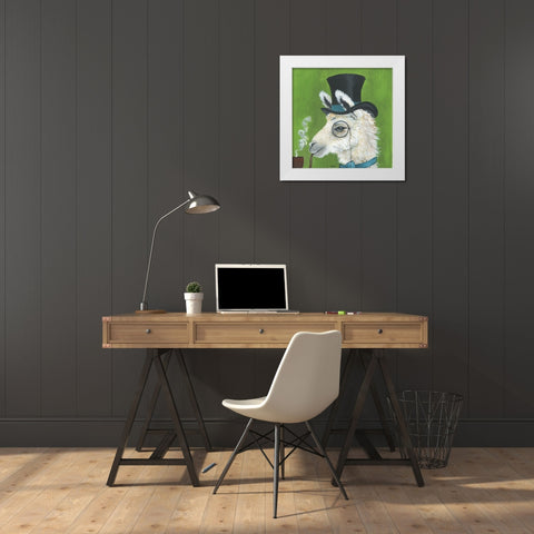 Llama and Pipe White Modern Wood Framed Art Print by Tava Studios
