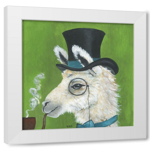 Llama and Pipe White Modern Wood Framed Art Print by Tava Studios