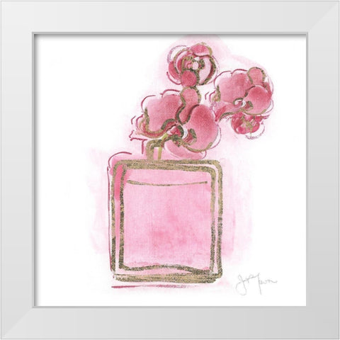 Golden Perfume I White Modern Wood Framed Art Print by Tava Studios