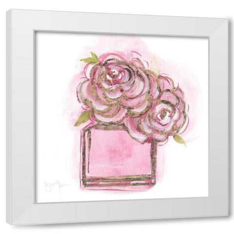 Golden Perfume II White Modern Wood Framed Art Print by Tava Studios