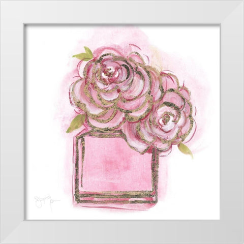 Golden Perfume II White Modern Wood Framed Art Print by Tava Studios
