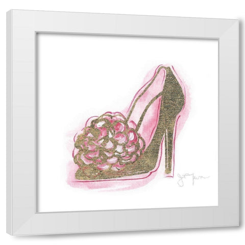 Golden Shoe II White Modern Wood Framed Art Print by Tava Studios