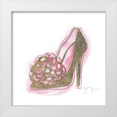 Golden Shoe II White Modern Wood Framed Art Print by Tava Studios
