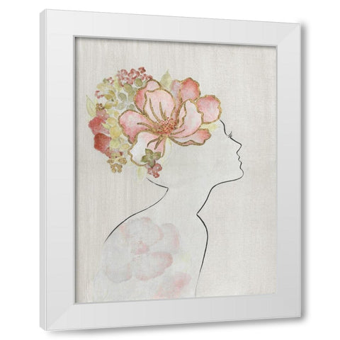 Fashion Floral Silhouette I White Modern Wood Framed Art Print by Tava Studios