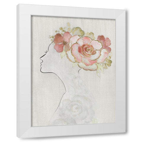 Fashion Floral Silhouette II White Modern Wood Framed Art Print by Tava Studios