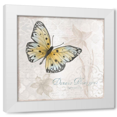 Postcard Butterfly I White Modern Wood Framed Art Print by Tava Studios