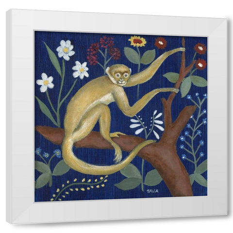 Venezia Garden Monkey II White Modern Wood Framed Art Print by Tava Studios