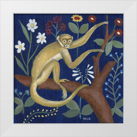 Venezia Garden Monkey II White Modern Wood Framed Art Print by Tava Studios