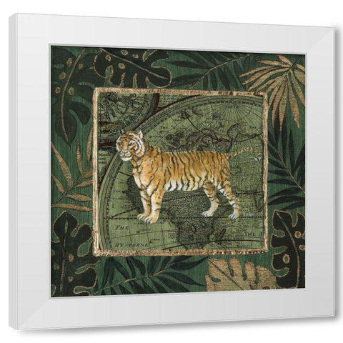 Jungle Tiger White Modern Wood Framed Art Print by Tava Studios
