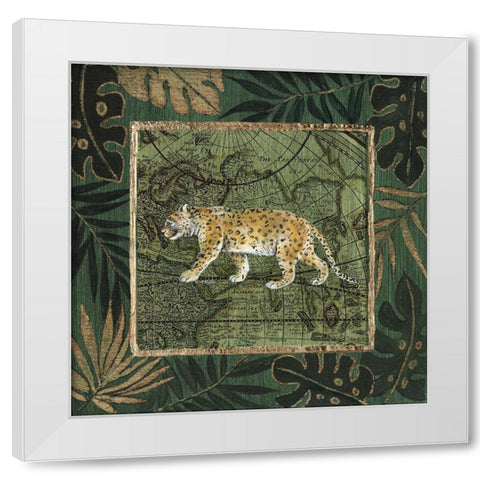 Jungle Leopard White Modern Wood Framed Art Print by Tava Studios