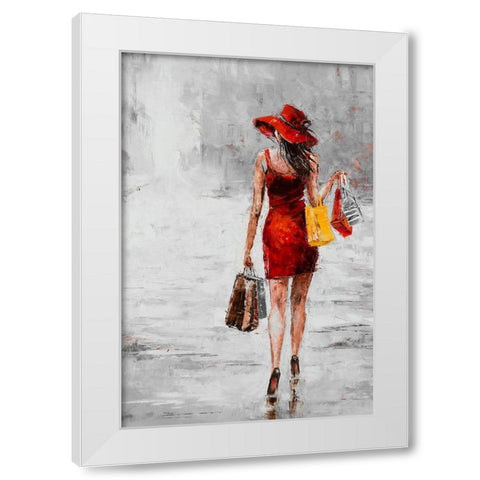 City Shopping II White Modern Wood Framed Art Print by Kowalik, Jolanta