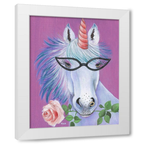 Unicorn III White Modern Wood Framed Art Print by Tava Studios