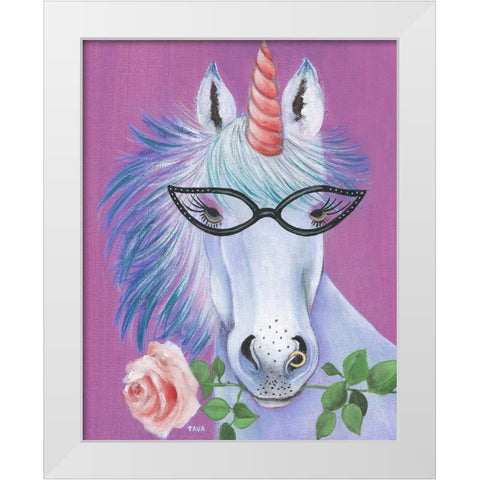 Unicorn III White Modern Wood Framed Art Print by Tava Studios