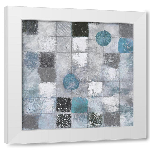 Blue Mosaic II White Modern Wood Framed Art Print by Tava Studios