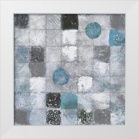 Blue Mosaic II White Modern Wood Framed Art Print by Tava Studios