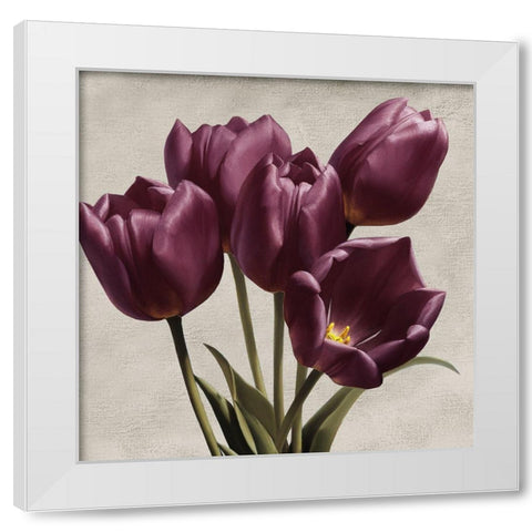 Royal Tulips White Modern Wood Framed Art Print by Levashov, Igor