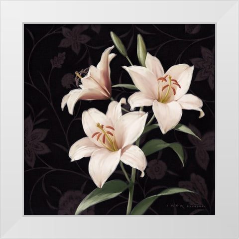 Lily Elegante White Modern Wood Framed Art Print by Levashov, Igor