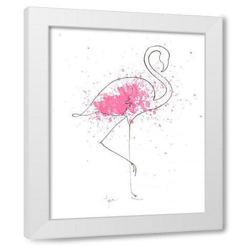 Flamingo Splash I White Modern Wood Framed Art Print by Tava Studios