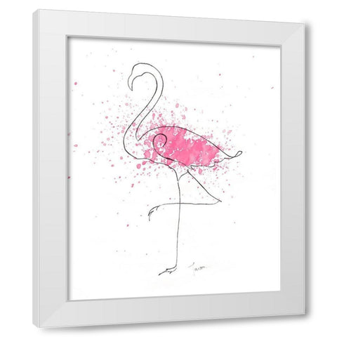 Flamingo Splash II White Modern Wood Framed Art Print by Tava Studios
