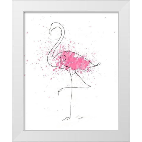 Flamingo Splash II White Modern Wood Framed Art Print by Tava Studios