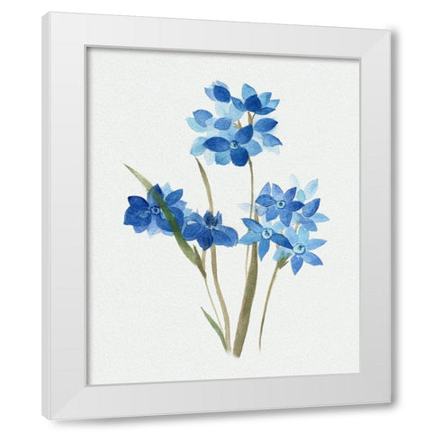 Blue Blossom Botanical I White Modern Wood Framed Art Print by Tava Studios
