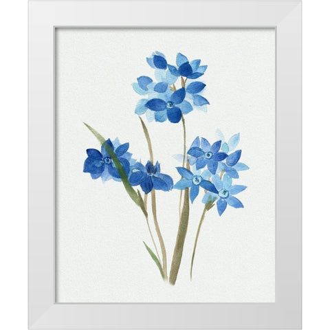 Blue Blossom Botanical I White Modern Wood Framed Art Print by Tava Studios
