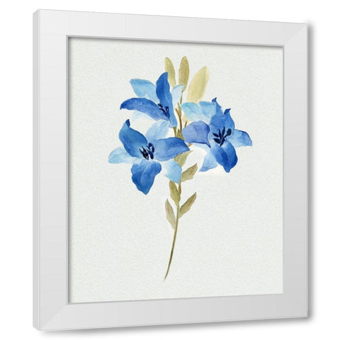 Blue Blossom Botanical III White Modern Wood Framed Art Print by Tava Studios