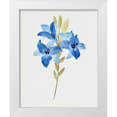 Blue Blossom Botanical III White Modern Wood Framed Art Print by Tava Studios