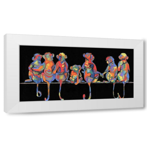 Fun Monkeys White Modern Wood Framed Art Print by Brooks, Donna