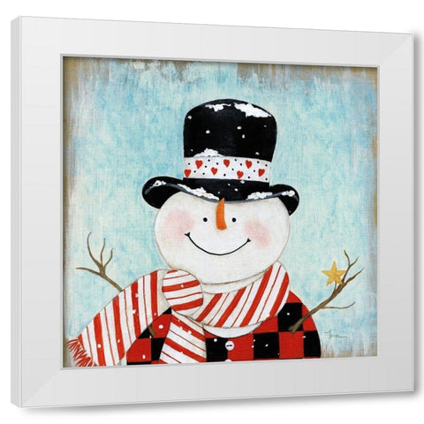 Dapper Snowman I White Modern Wood Framed Art Print by Tava Studios