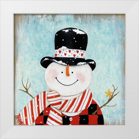 Dapper Snowman I White Modern Wood Framed Art Print by Tava Studios