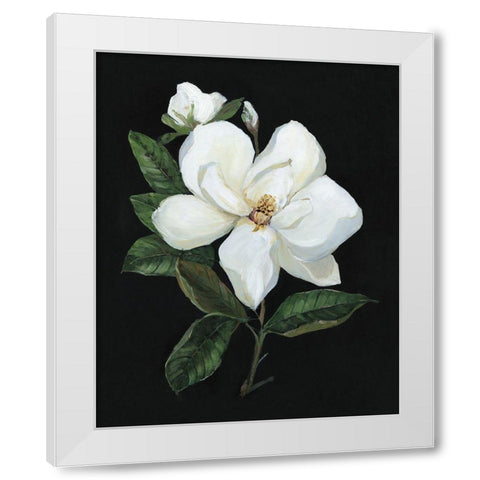 Midnight Magnolia White Modern Wood Framed Art Print by Swatland, Sally