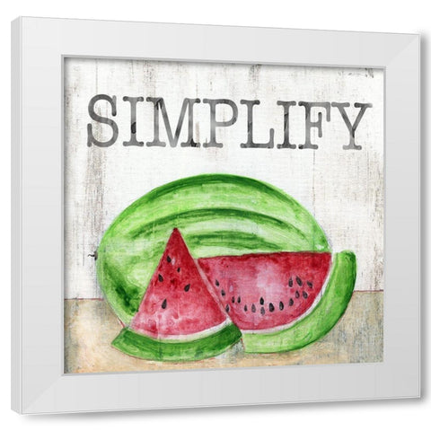 Watermelon Simplify White Modern Wood Framed Art Print by Tava Studios