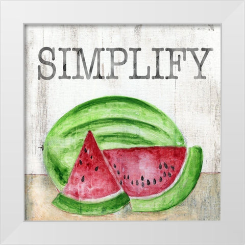 Watermelon Simplify White Modern Wood Framed Art Print by Tava Studios