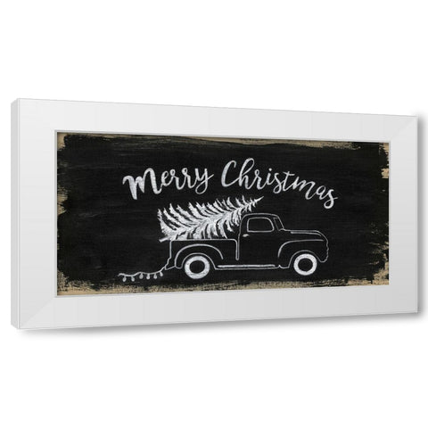 Merry Christmas Truck White Modern Wood Framed Art Print by Tava Studios
