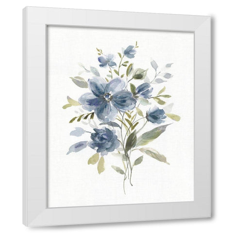 Linen Botanical Navy II White Modern Wood Framed Art Print by Robinson, Carol