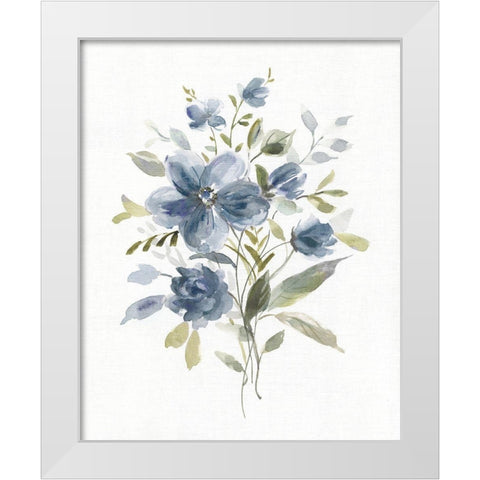Linen Botanical Navy II White Modern Wood Framed Art Print by Robinson, Carol
