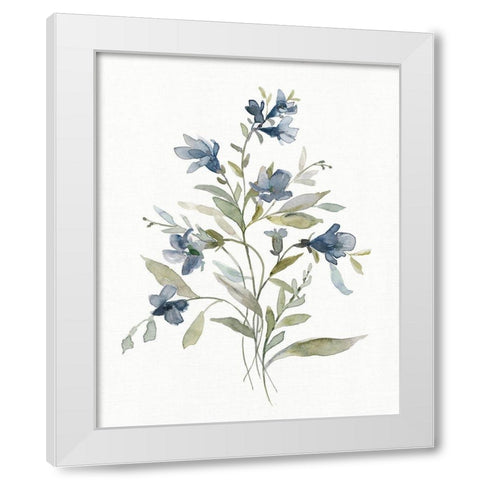 Linen Botanical Navy III White Modern Wood Framed Art Print by Robinson, Carol