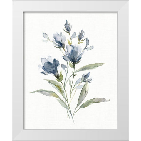 Linen Botanical Navy IV White Modern Wood Framed Art Print by Robinson, Carol
