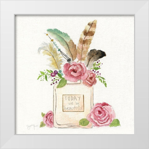 Boho Bouquet I White Modern Wood Framed Art Print by Tava Studios