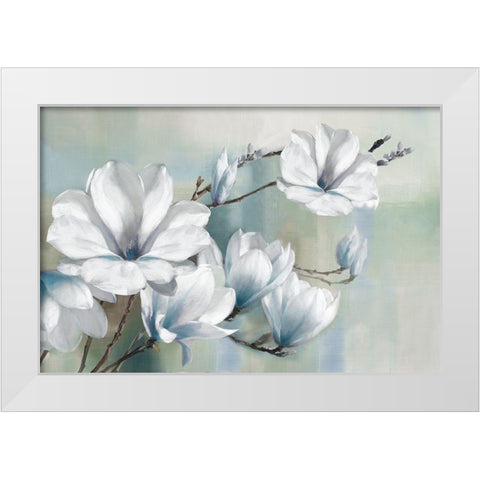 Spring Magnolias White Modern Wood Framed Art Print by Daniels, Rogier