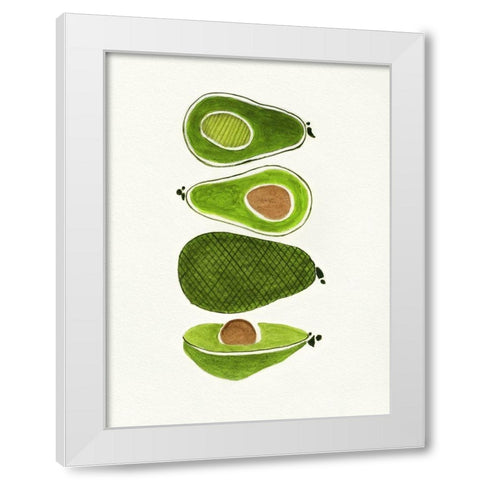 Avocados White Modern Wood Framed Art Print by Tava Studios