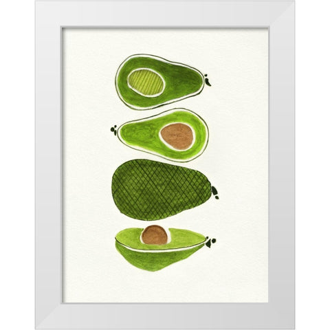 Avocados White Modern Wood Framed Art Print by Tava Studios